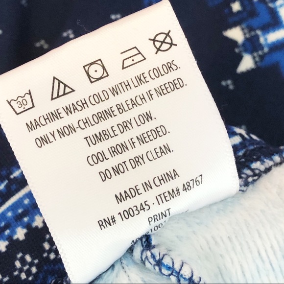 Serra Cozy Blue Tribal Print Fleece Lined Leggings Small - Picture 10 of 14